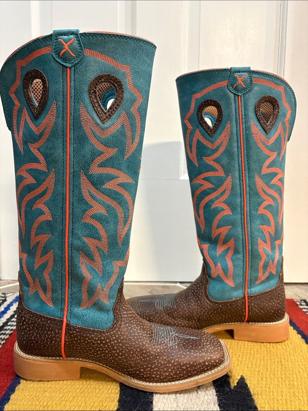 Twisted X Turquoise & Brown Cowboy Boots - Picture 3 of 8